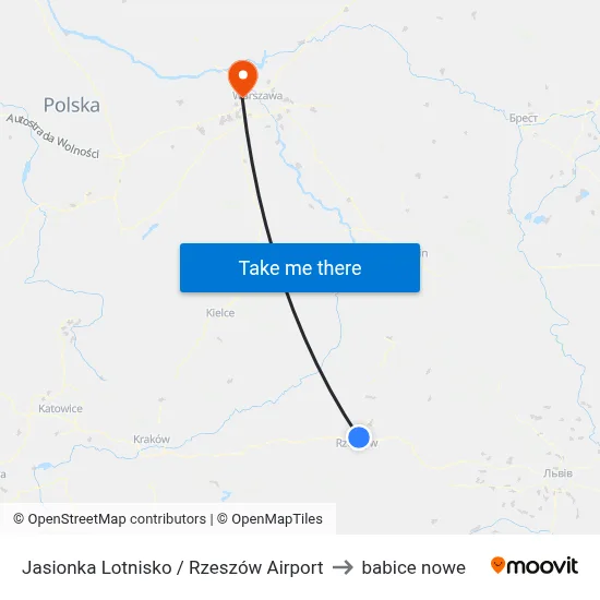 Jasionka Lotnisko / Rzeszów Airport to babice nowe map