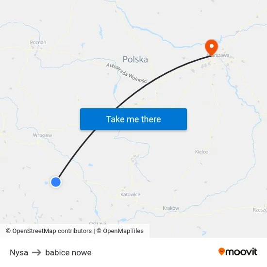 Nysa to babice nowe map