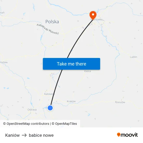 Kaniów to babice nowe map