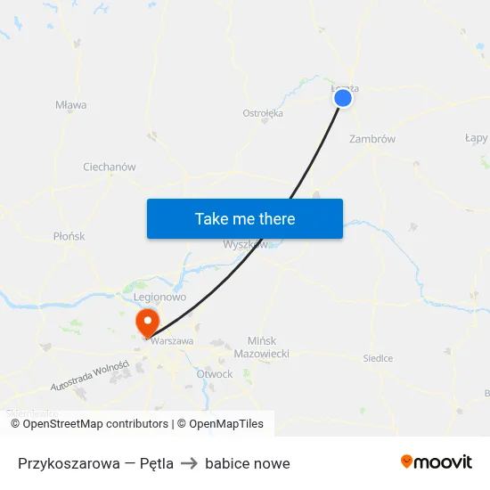 Przykoszarowa — Pętla to babice nowe map