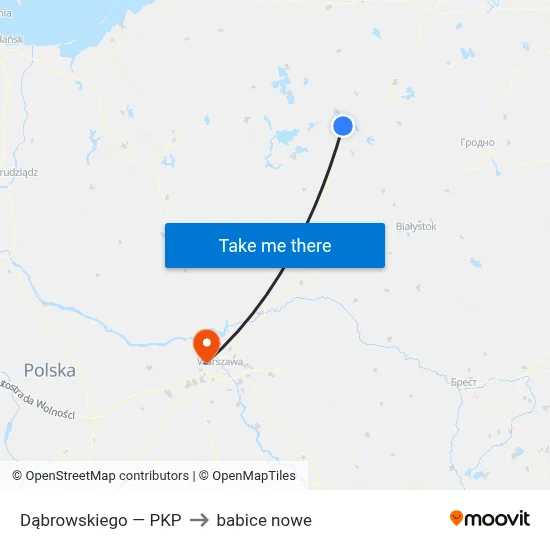 Dąbrowskiego — PKP to babice nowe map