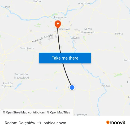 Radom Gołębiów to babice nowe map