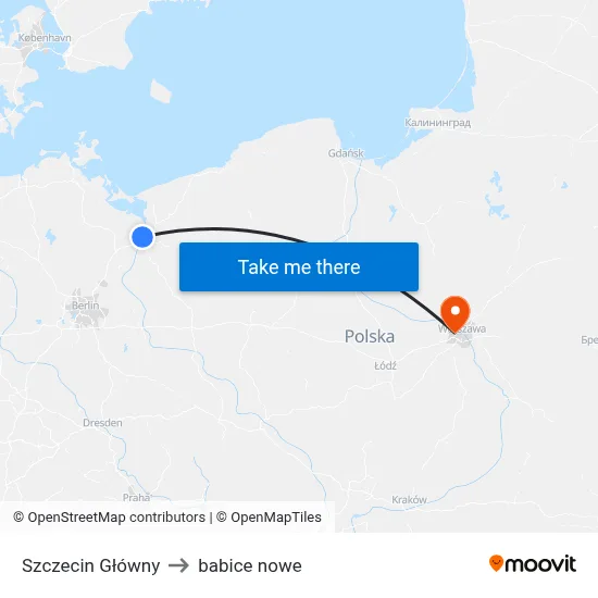 Szczecin Główny to babice nowe map