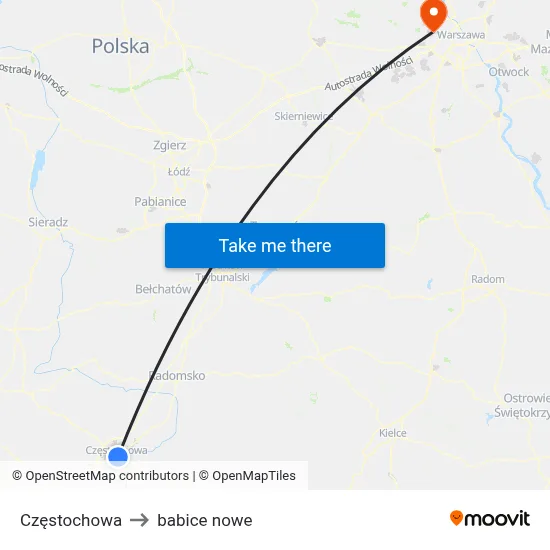 Częstochowa to babice nowe map