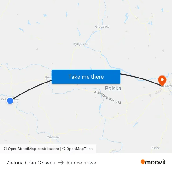 Zielona Góra Główna to babice nowe map