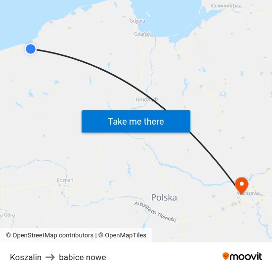Koszalin to babice nowe map