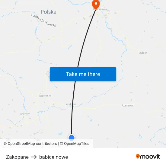 Zakopane to babice nowe map