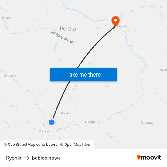 Rybnik to babice nowe map