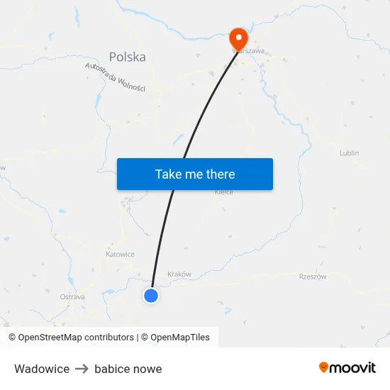 Wadowice to babice nowe map
