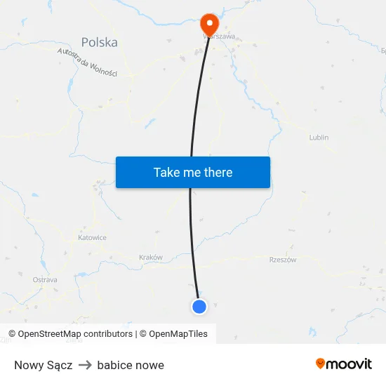 Nowy Sącz to babice nowe map
