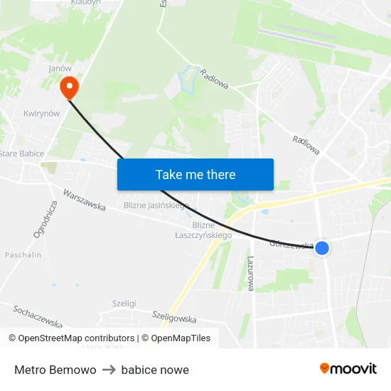Metro Bemowo to babice nowe map
