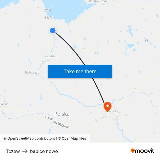 Tczew to babice nowe map