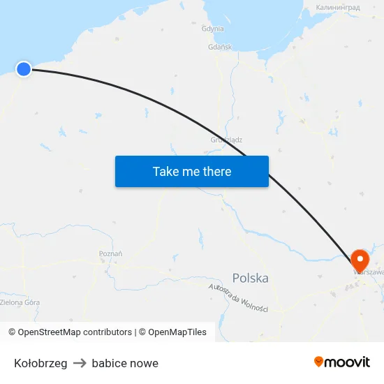 Kołobrzeg to babice nowe map