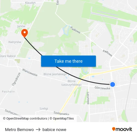 Metro Bemowo to babice nowe map