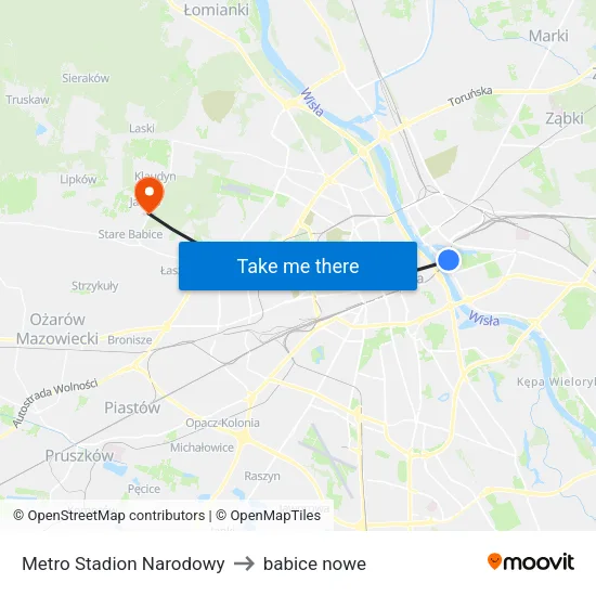 Metro Stadion Narodowy to babice nowe map