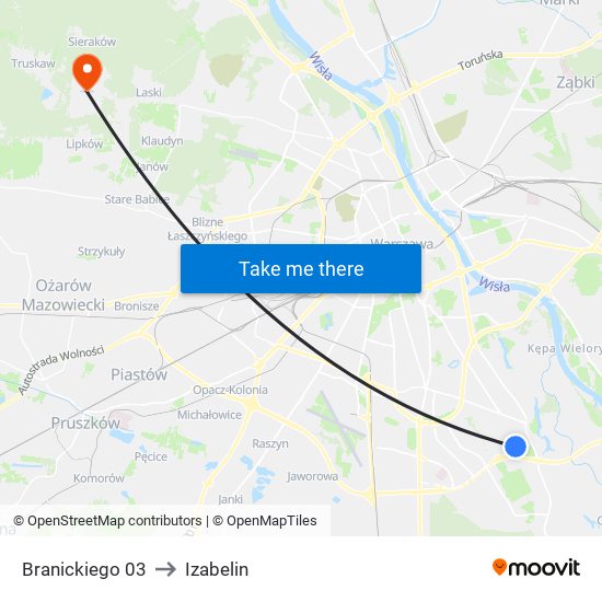Branickiego 03 to Izabelin map