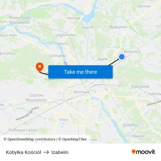 Kobyłka Kościół to Izabelin map