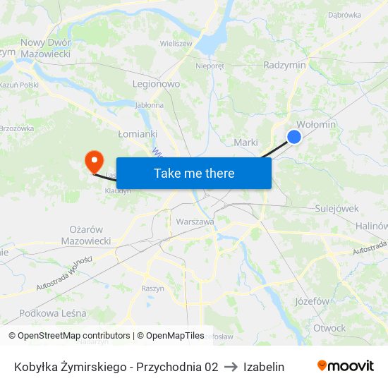 Kobyłka Żymirskiego - Przychodnia 02 to Izabelin map