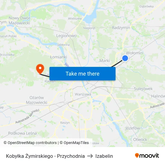 Kobyłka Żymirskiego - Przychodnia to Izabelin map