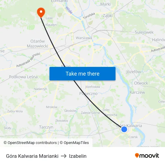 Góra Kalwaria Marianki to Izabelin map