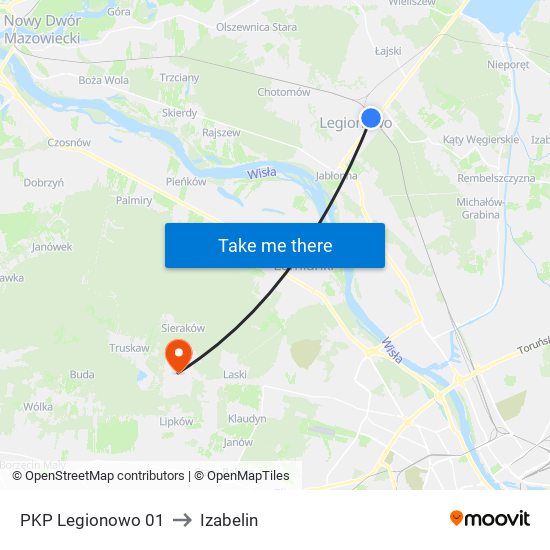 PKP Legionowo 01 to Izabelin map