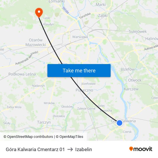 Góra Kalwaria Cmentarz to Izabelin map