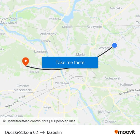 Duczki-Szkoła to Izabelin map