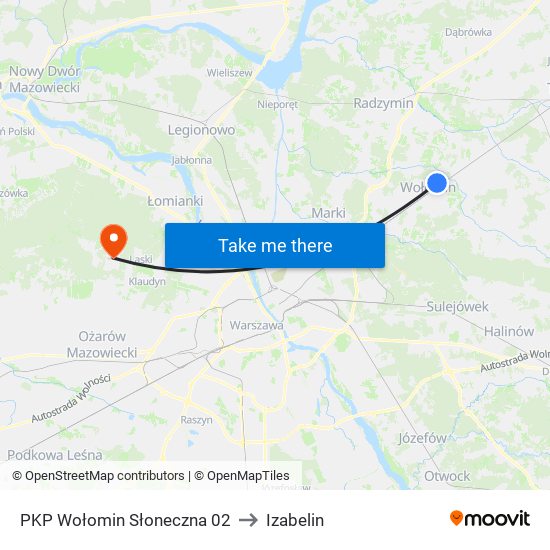 PKP Wołomin Słoneczna 02 to Izabelin map