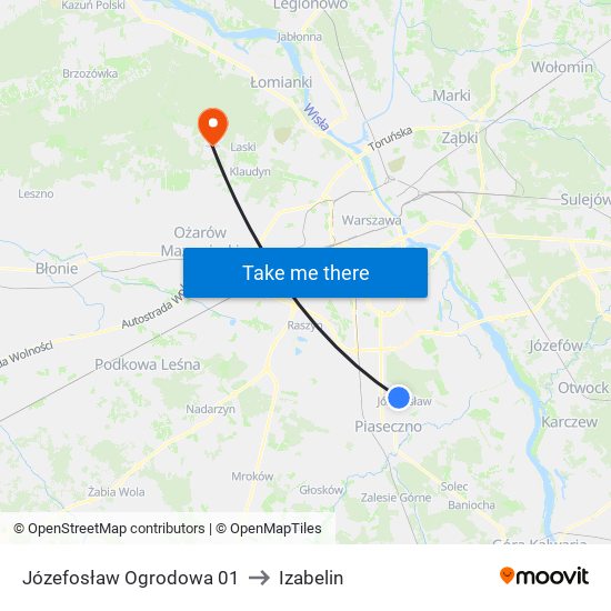 Józefosław Ogrodowa 01 to Izabelin map