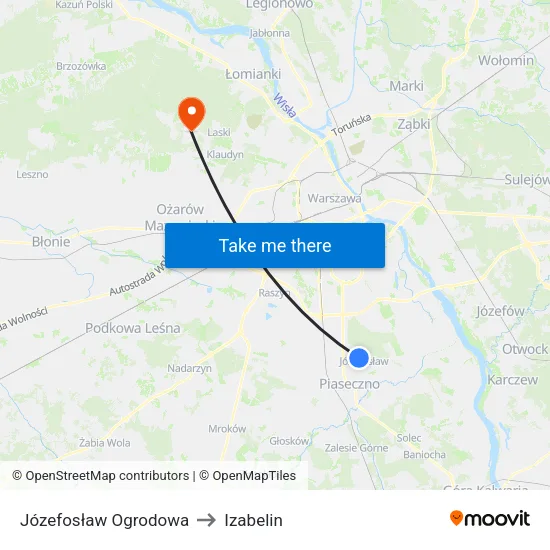 Józefosław Ogrodowa to Izabelin map