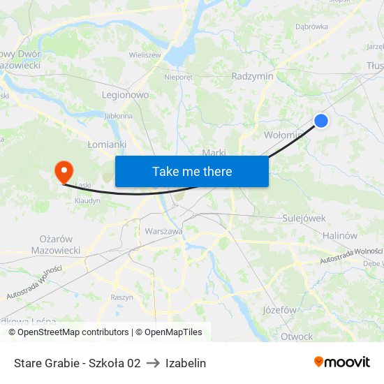 Stare Grabie-Szkoła to Izabelin map