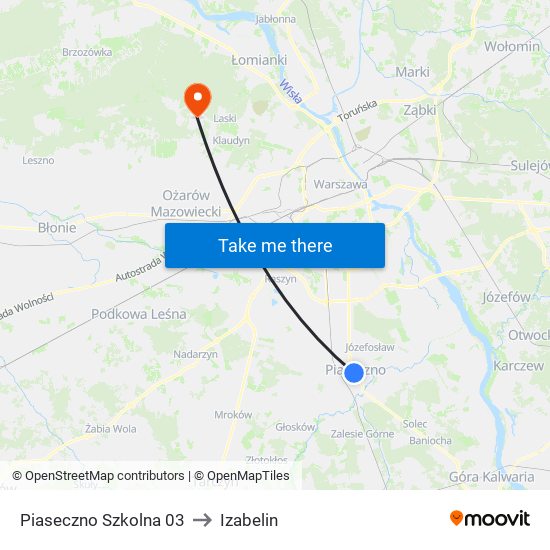 Piaseczno Szkolna 03 to Izabelin map