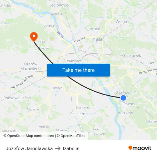 Józefów Jarosławska to Izabelin map