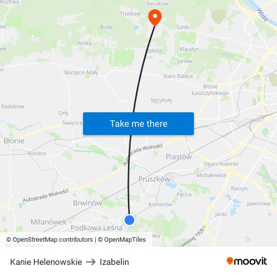 Kanie Helenowskie to Izabelin map