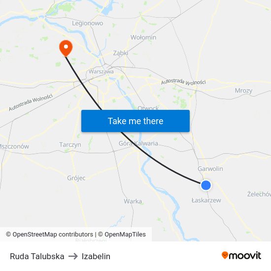 Ruda Talubska to Izabelin map