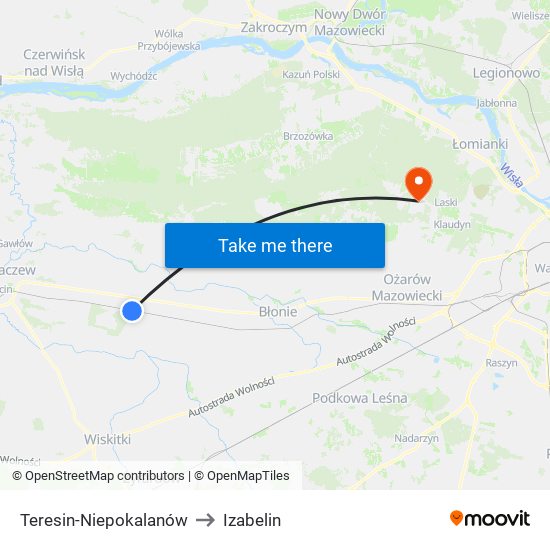 Teresin-Niepokalanów to Izabelin map