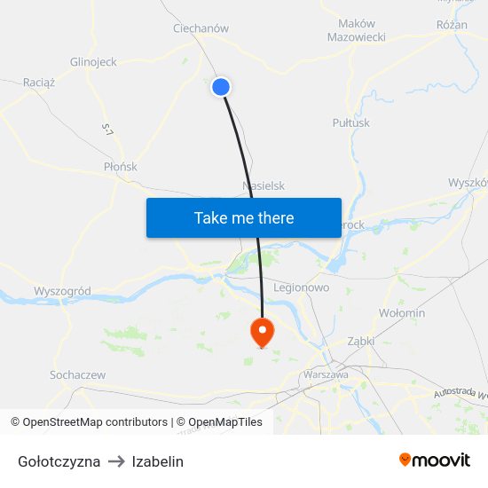 Gołotczyzna to Izabelin map