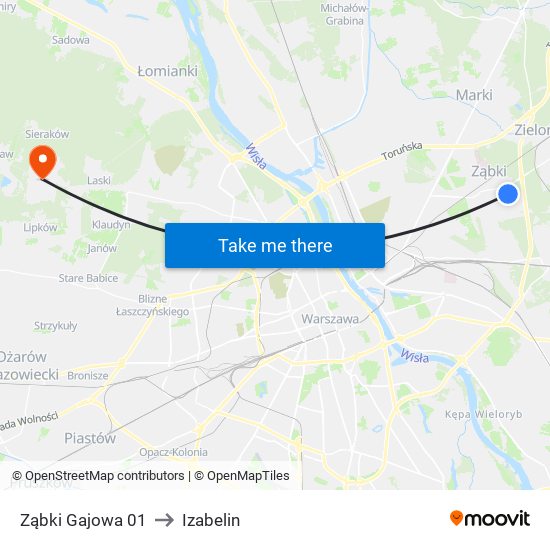 Ząbki Gajowa 01 to Izabelin map