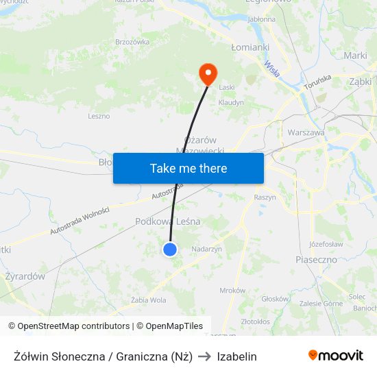 Żółwin Słoneczna / Graniczna (Nż) to Izabelin map