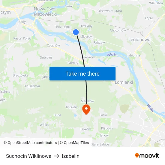 Suchocin Wiklinowa to Izabelin map