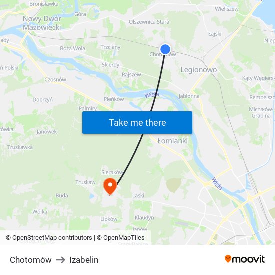 Chotomów to Izabelin map