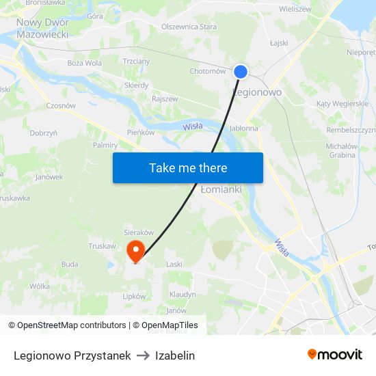 Legionowo Przystanek to Izabelin map