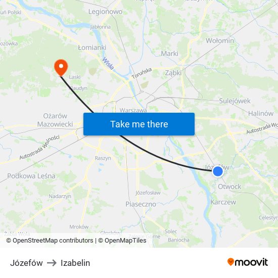 Józefów to Izabelin map