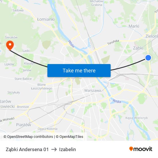 Ząbki Andersena 01 to Izabelin map