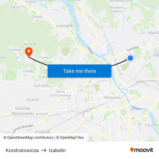 Kondratowicza to Izabelin map