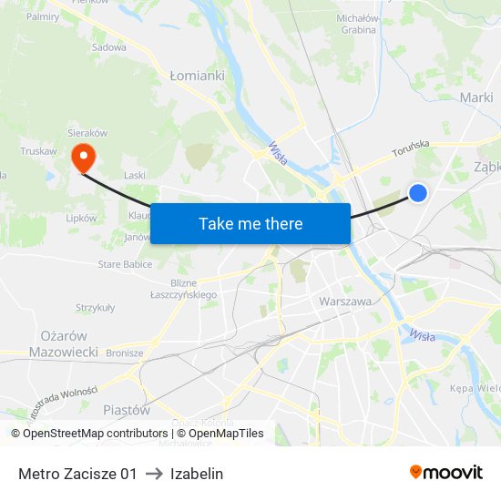 Metro Zacisze 01 to Izabelin map