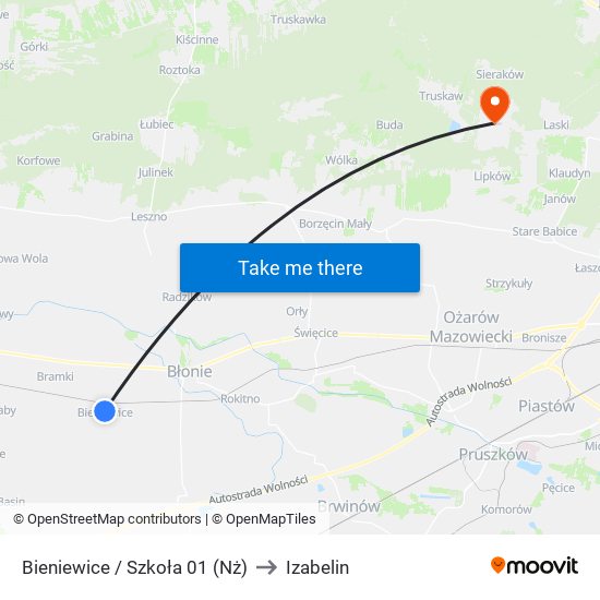 Bieniewice / Szkoła to Izabelin map