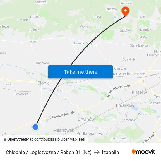 Chlebnia / Logistyczna / Raben (Nż) to Izabelin map