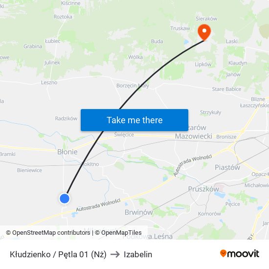 Kłudzienko / Pętla to Izabelin map