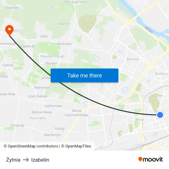 Żytnia to Izabelin map